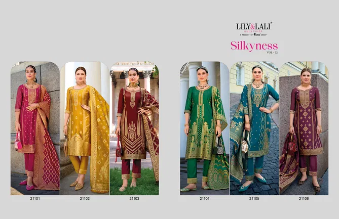 Silkyness Vol 2 By Lily And Lali Jacquard Designer Kurti With Bottom Dupatta Wholesale Price In Surat
